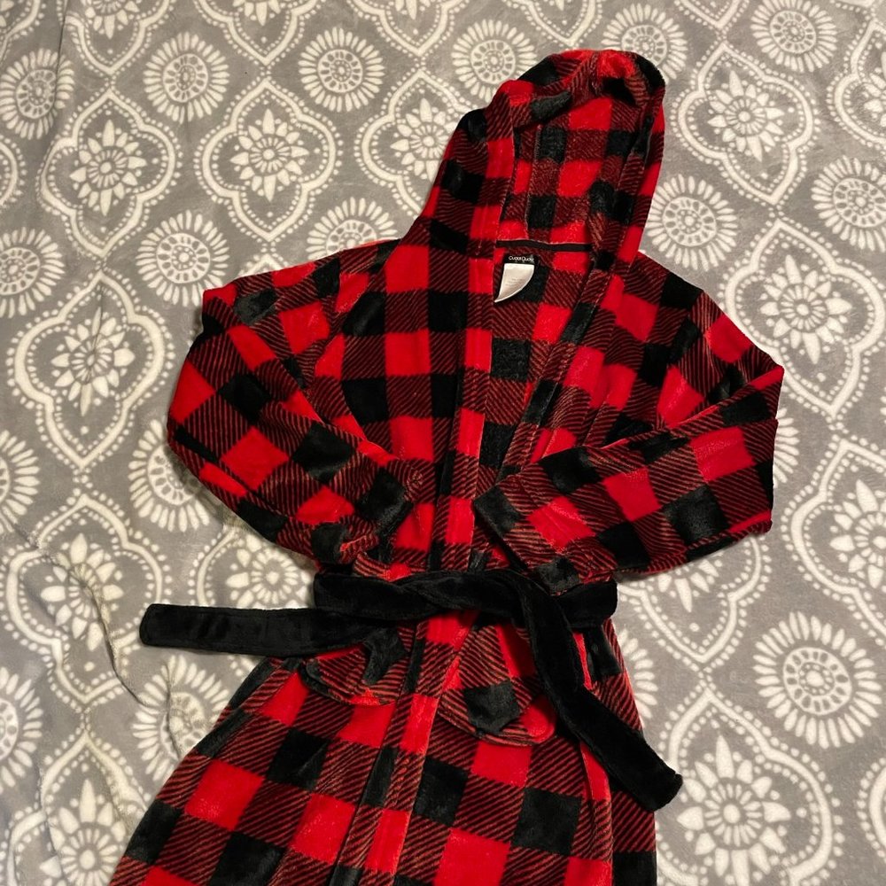Cuddl Duds Boys Buffalo Check Fleece Robe Large (12/14) super soft!